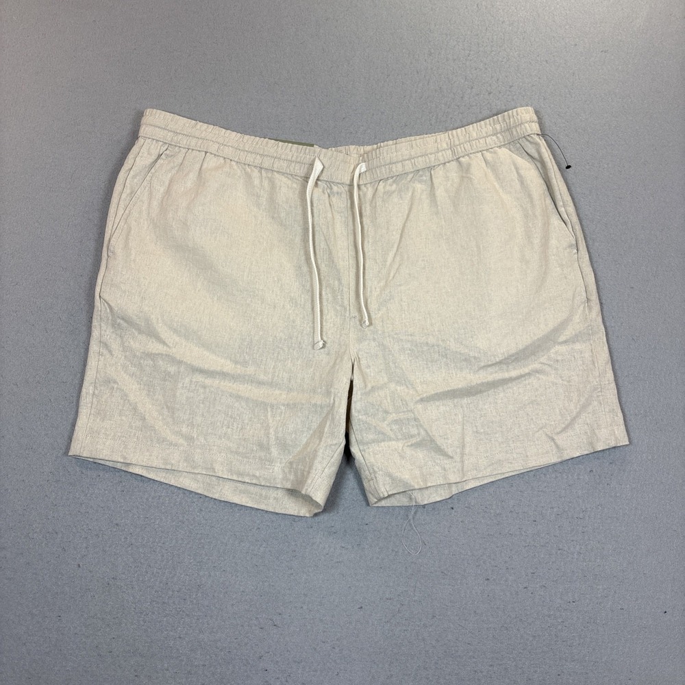 Men's‎ Big & Tall 7" Elevated Linen Pull-On Shorts Goodfellow & Co NWT Beige XXL